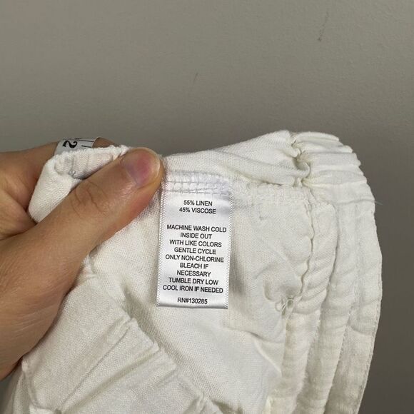 Per se white linen blend wide leg boho beach pants 1X plus size - Picture 9 of 10